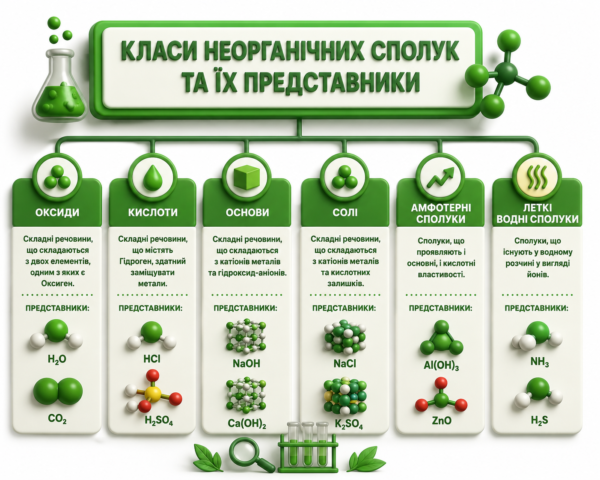 Класи неорганічних сполук та їх представники