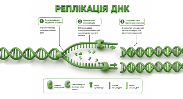 Схематичне зображення реплікації ДНК